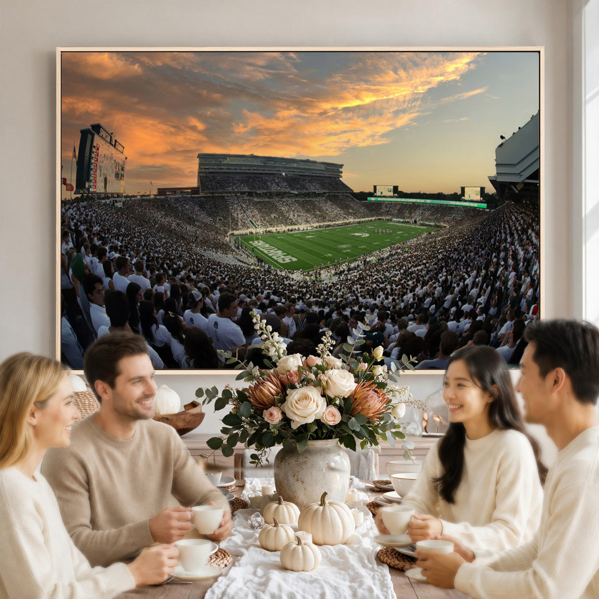 99155-PAN-FL-20X10 - Michigan State Spartans Football Team Print - East Lansing Spartan Stadium Wall Art Canvas Print