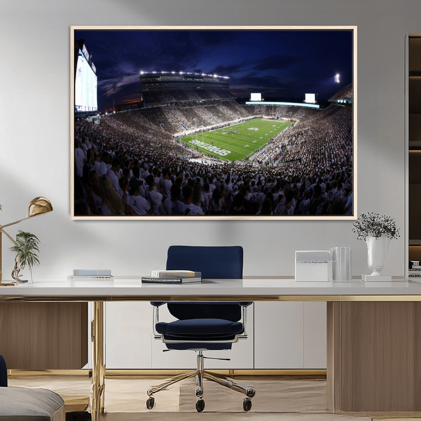 MGV-FC-36X24 - Michigan State Spartans Canvas, Framed Football Team Print - East Lansing Spartan Stadium Wall Art