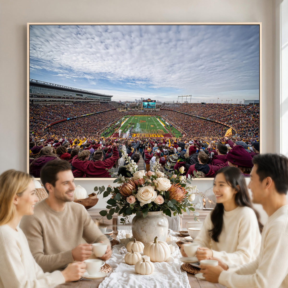38459-PAN-FL-20X10 - University of Minnesota Golden Gophers Football Team Print - Minneapolis Huntington Bank Stadium Art