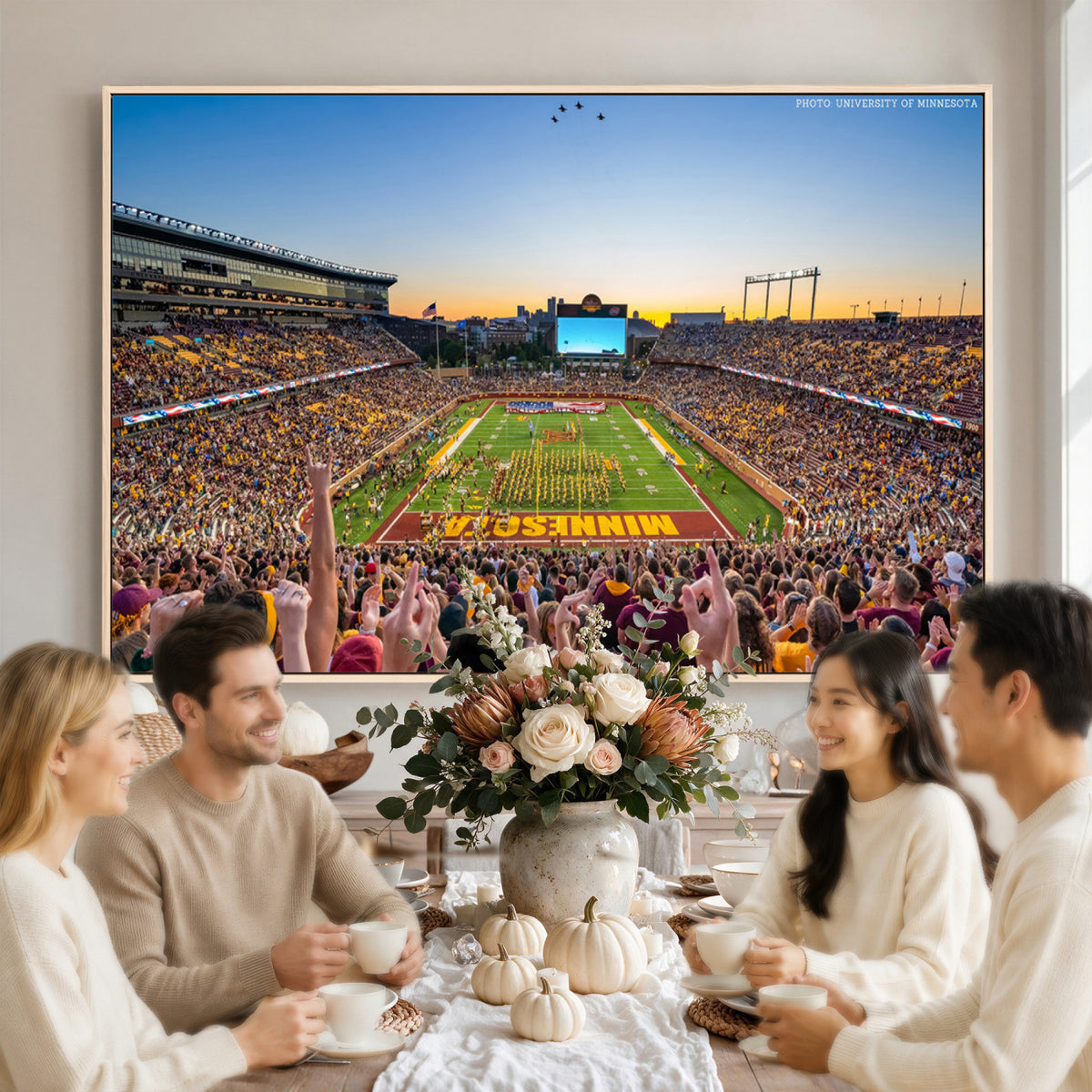 63452-PAN-FL-20X10 - University of Minnesota Golden Gophers Football Team Print - Minneapolis Huntington Bank Stadium