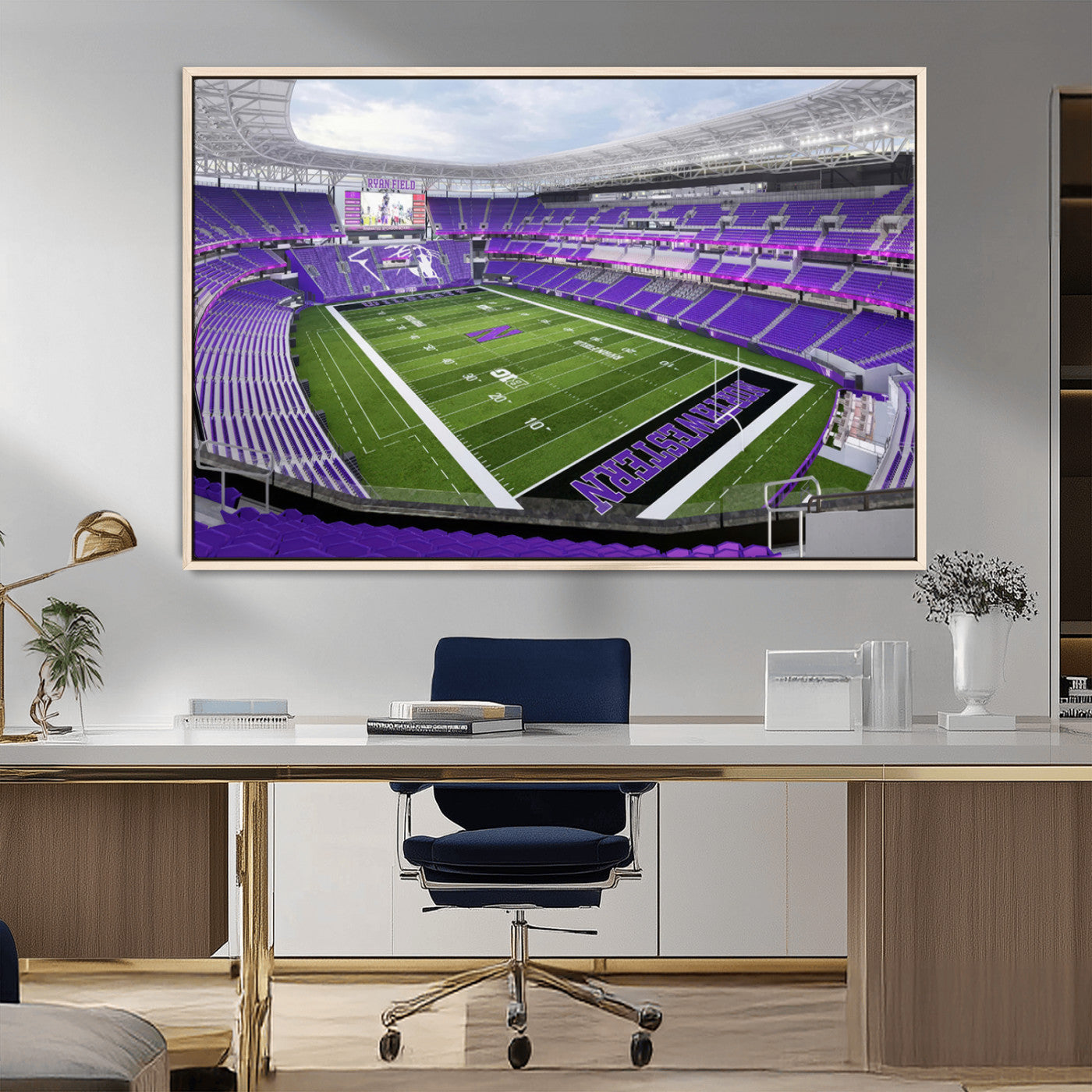 MGV-FC-36X24 - Northwestern University Wildcats Football Team Print - Evanston Ryan Field Wall Art Canvas Print