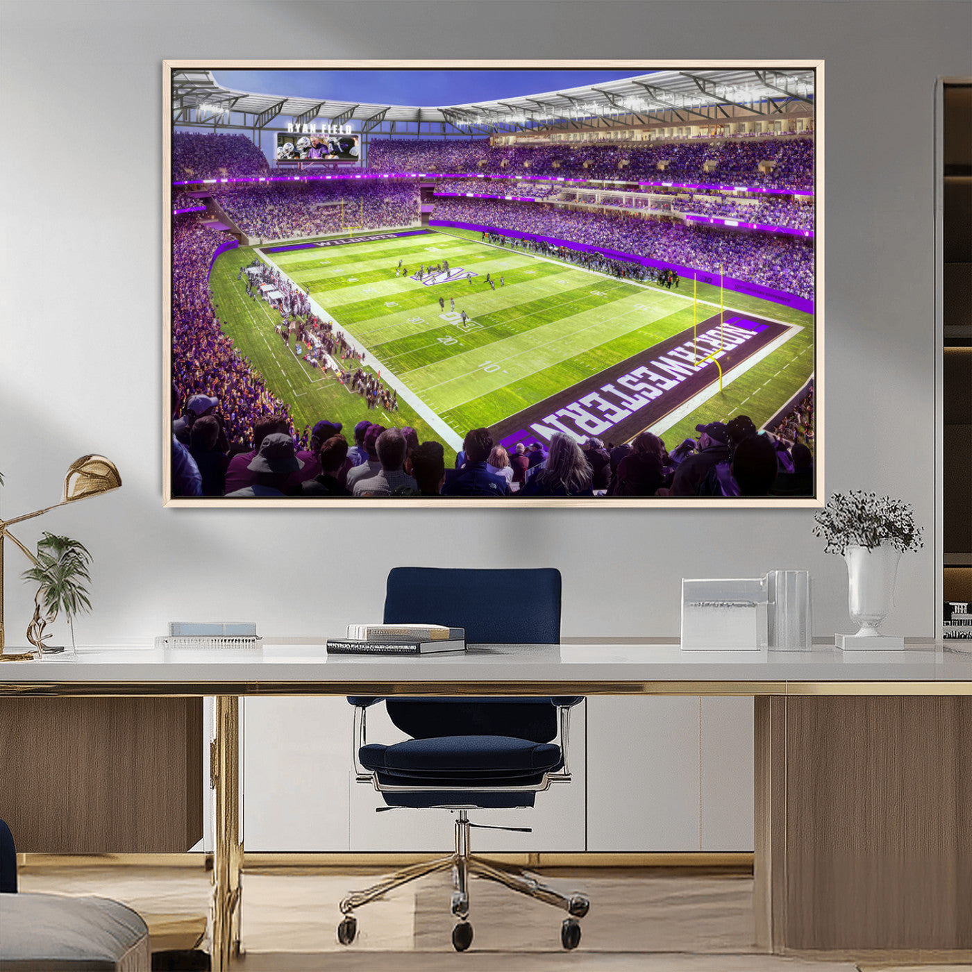 MGV-FC-36X24 - Northwestern University Wildcats Football Team Print - Evanston Ryan Field Wall Art Canvas Print