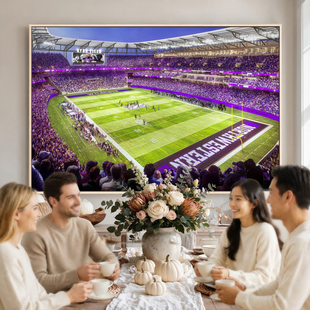 81245-MGV-CV-36X24 - Northwestern University Wildcats Football Team Print - Evanston Ryan Field Wall Art Canvas Print