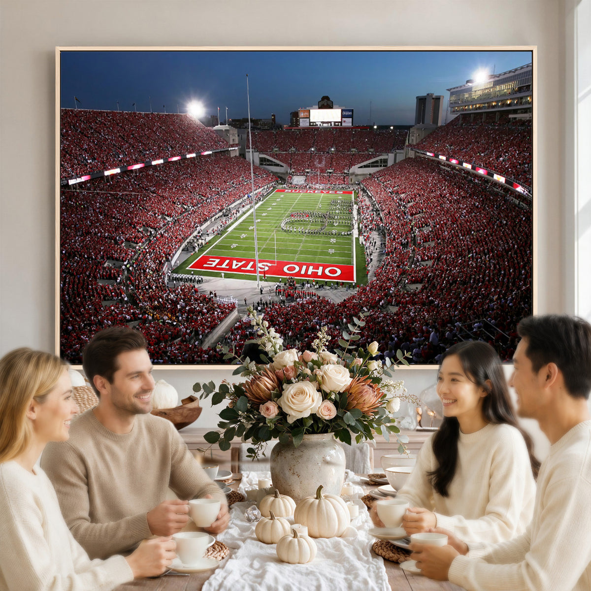 98743-PAN-FL-20X10 - Ohio State University Buckeyes Football Team Print - Columbus Ohio Stadium Wall Art Canvas Print