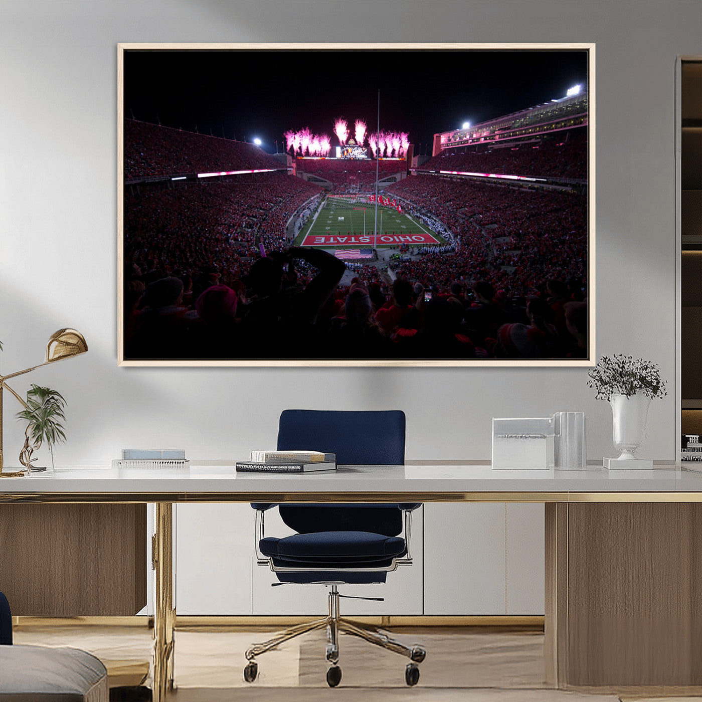MGV-FC-36X24 - Ohio State University Buckeyes Football Team Print - Columbus Ohio Stadium Wall Art Canvas Print