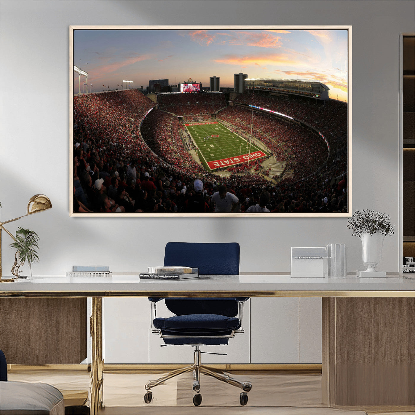 MGV-FC-36X24 - Ohio State University Buckeyes Football Team Print - Columbus Ohio Stadium Wall Art Canvas Print