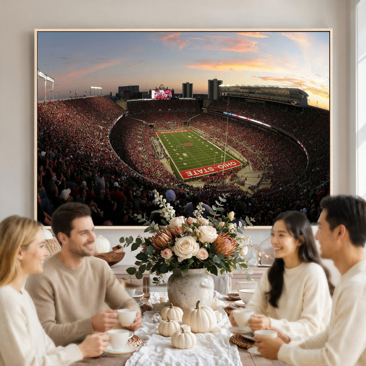 28825-PAN-FL-20X10 - Ohio State University Buckeyes Football Team Print - Columbus Ohio Stadium Wall Art Canvas Print