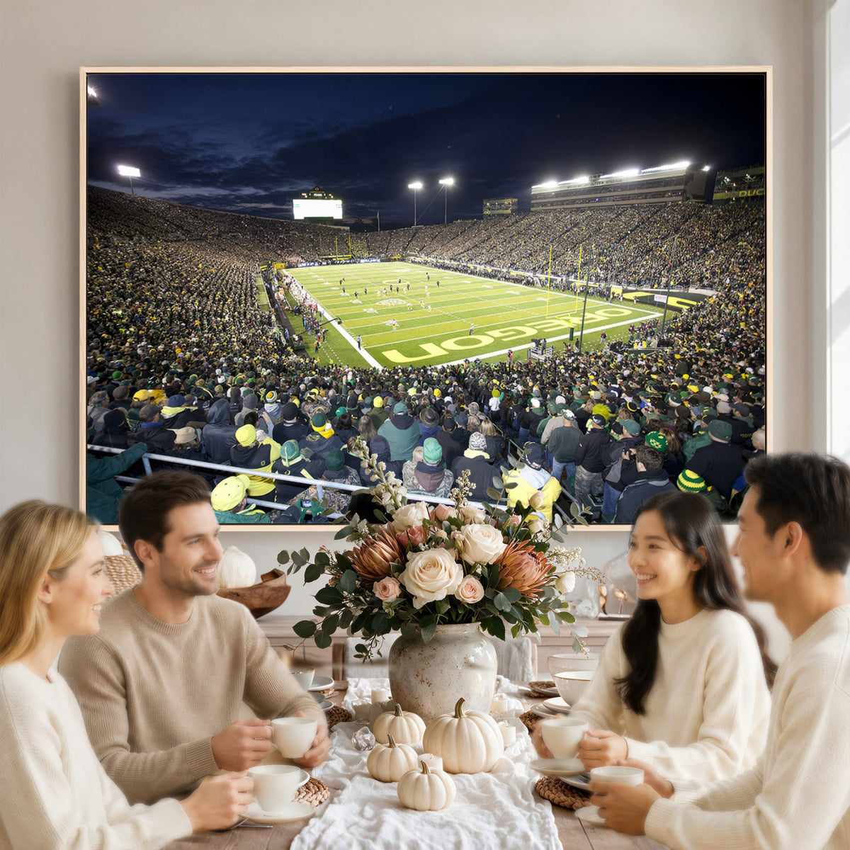 48756-PAN-FL-20X10 - University of Oregon Ducks Football Team Print - Eugene Autzen Stadium Wall Art Canvas Print