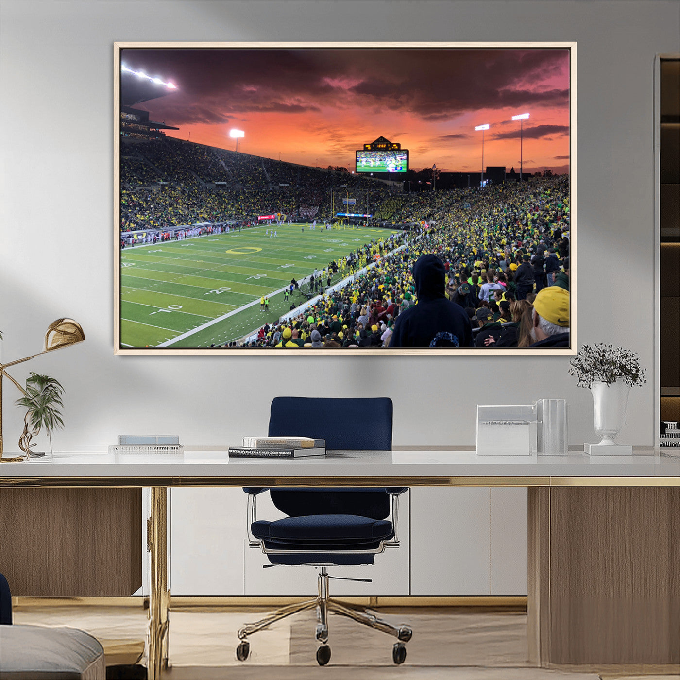 MGV-FC-36X24 - Eugene Autzen Stadium Canvas Wall Art Print – Sunset Over Iconic Football Field Wall Decor for Home