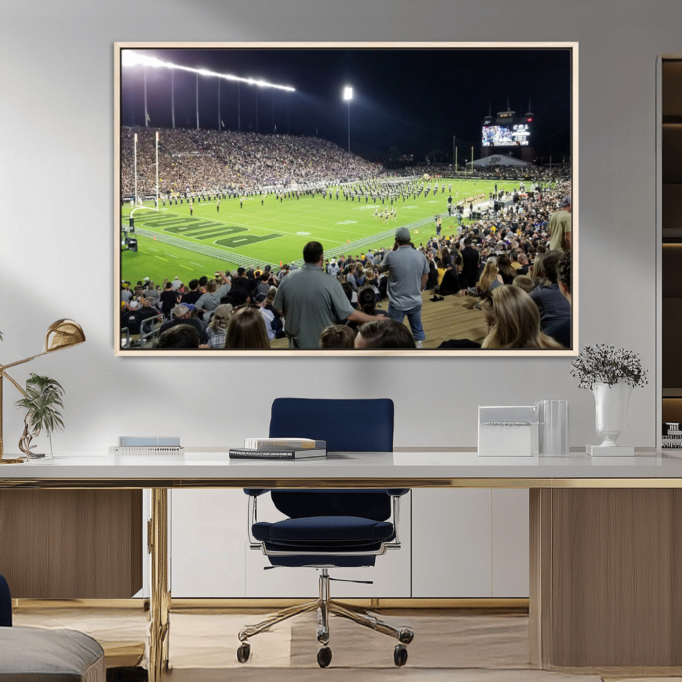 MGV-FC-36X24 - Purdue University Boilermakers Football Team Print - West Lafayette Ross-Ade Stadium Wall Art Canvas