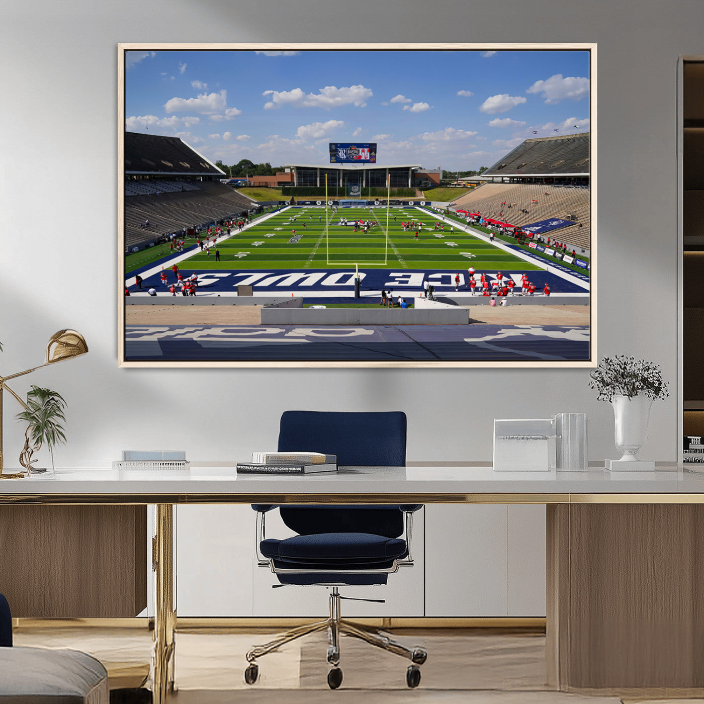 MGV-FC-36X24 - Rice University Owls Football Team Print - Houston Rice Stadium Wall Art Canvas Print