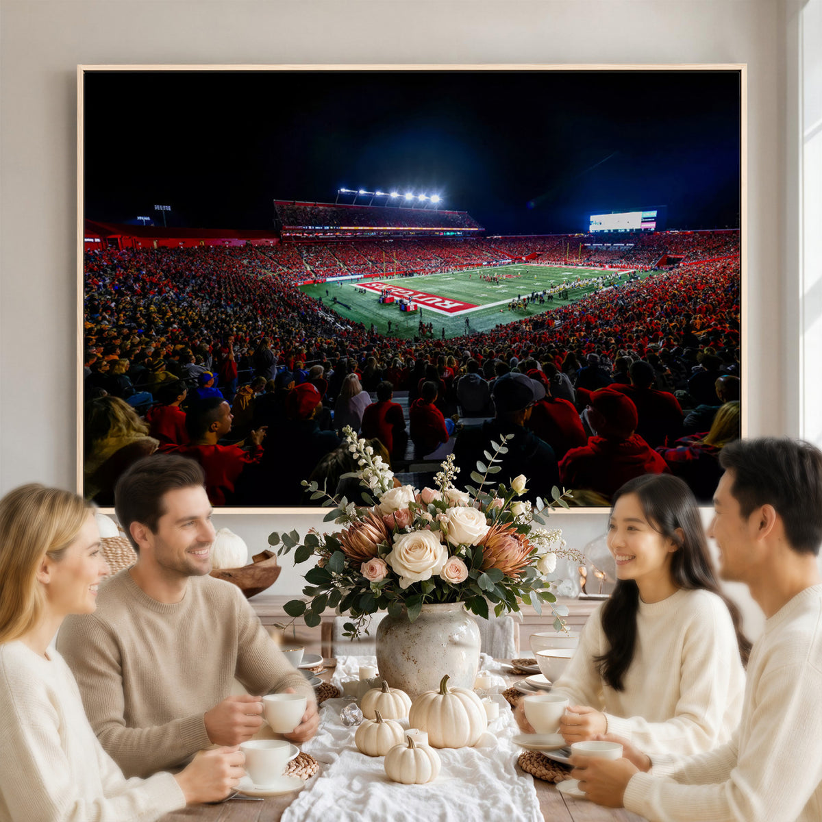 18115-PAN-FL-20X10 - Rutgers Scarlet Knights Football Team Print - SHI Stadium, Piscataway Wall Art Canvas Print
