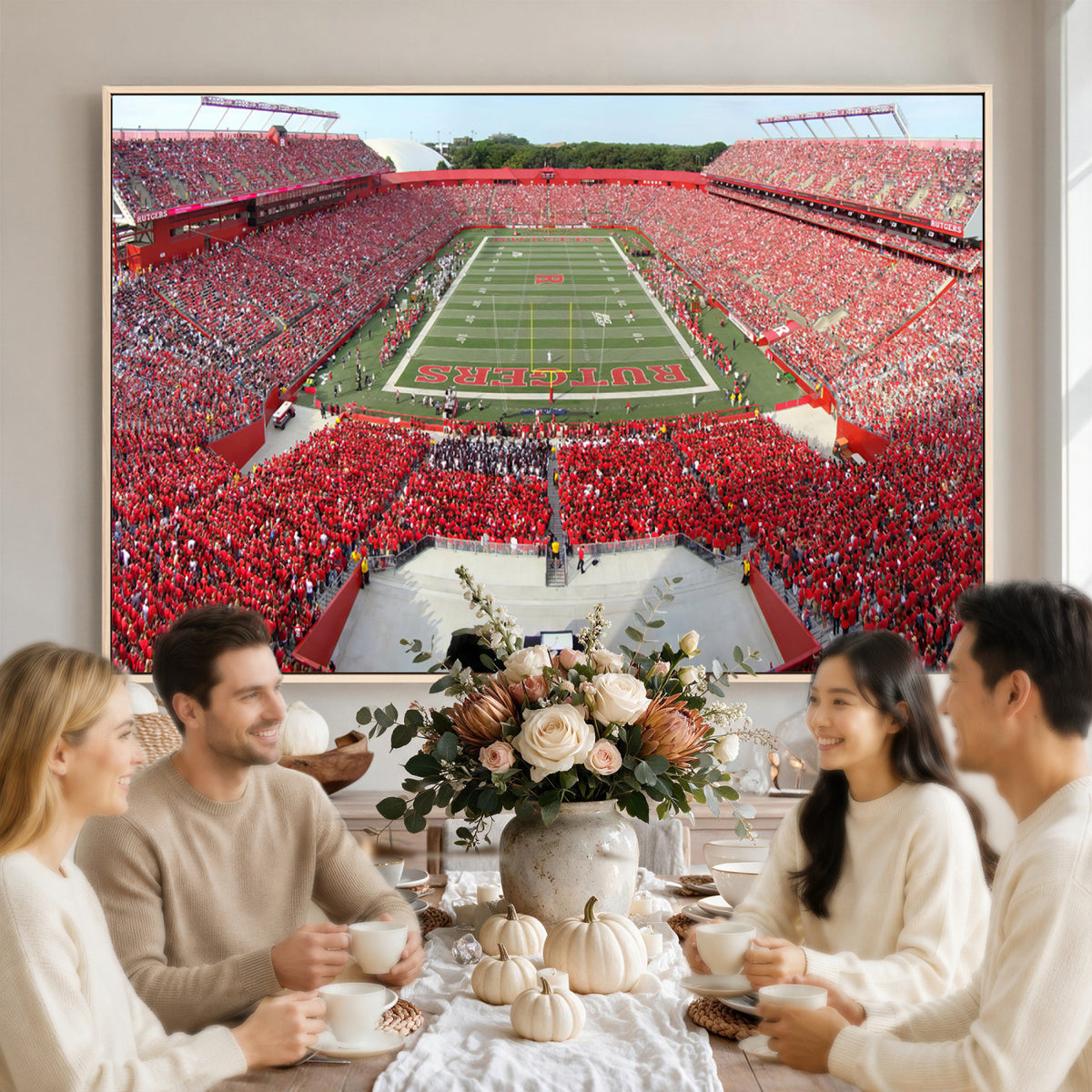 90818-PAN-FL-20X10 - Rutgers Scarlet Knights Football Team Print - Piscataway SHI Stadium Wall Art Canvas Print