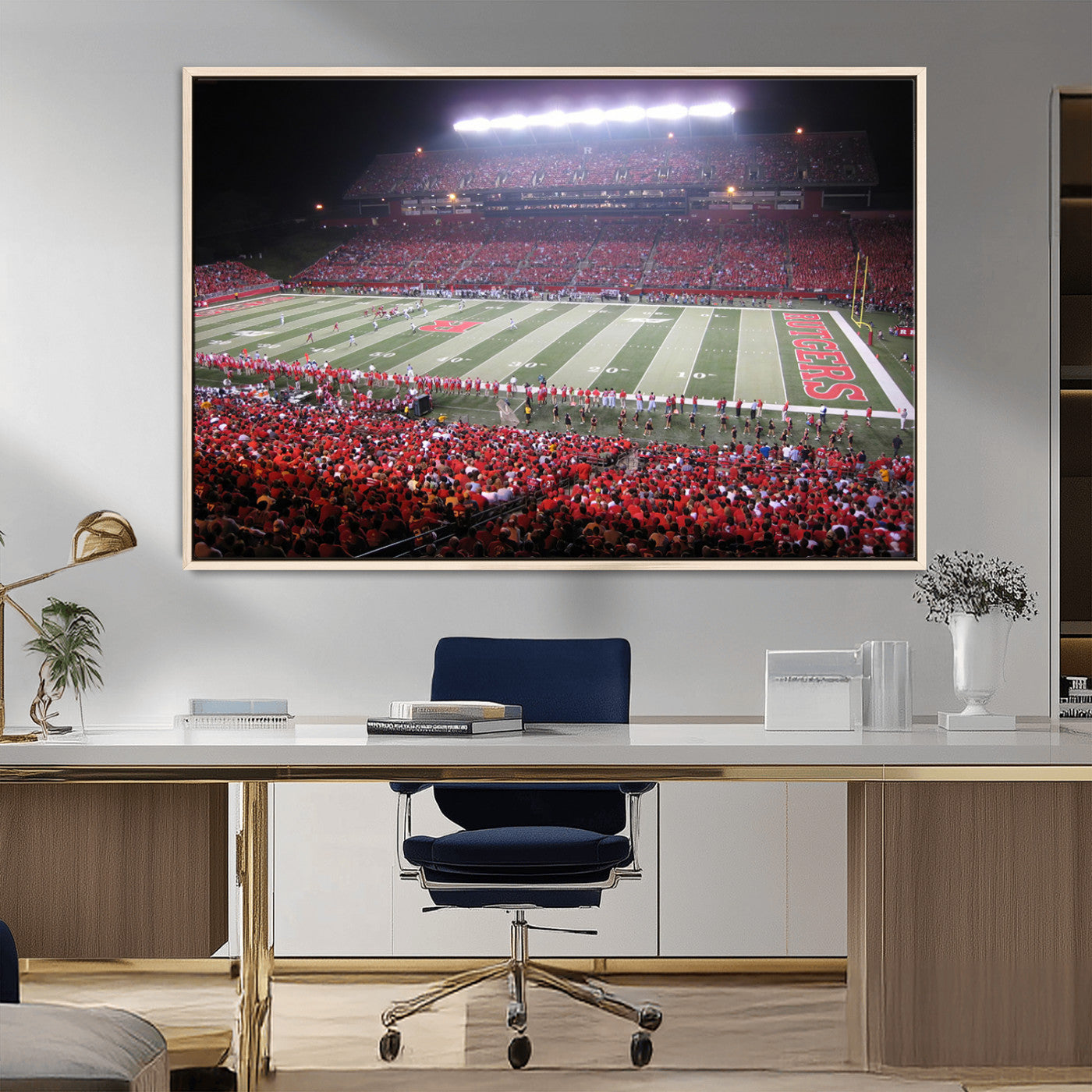 MGV-FC-36X24 - Rutgers University Scarlet Knights Football Team Print - Piscataway SHI Stadium Wall Art Canvas