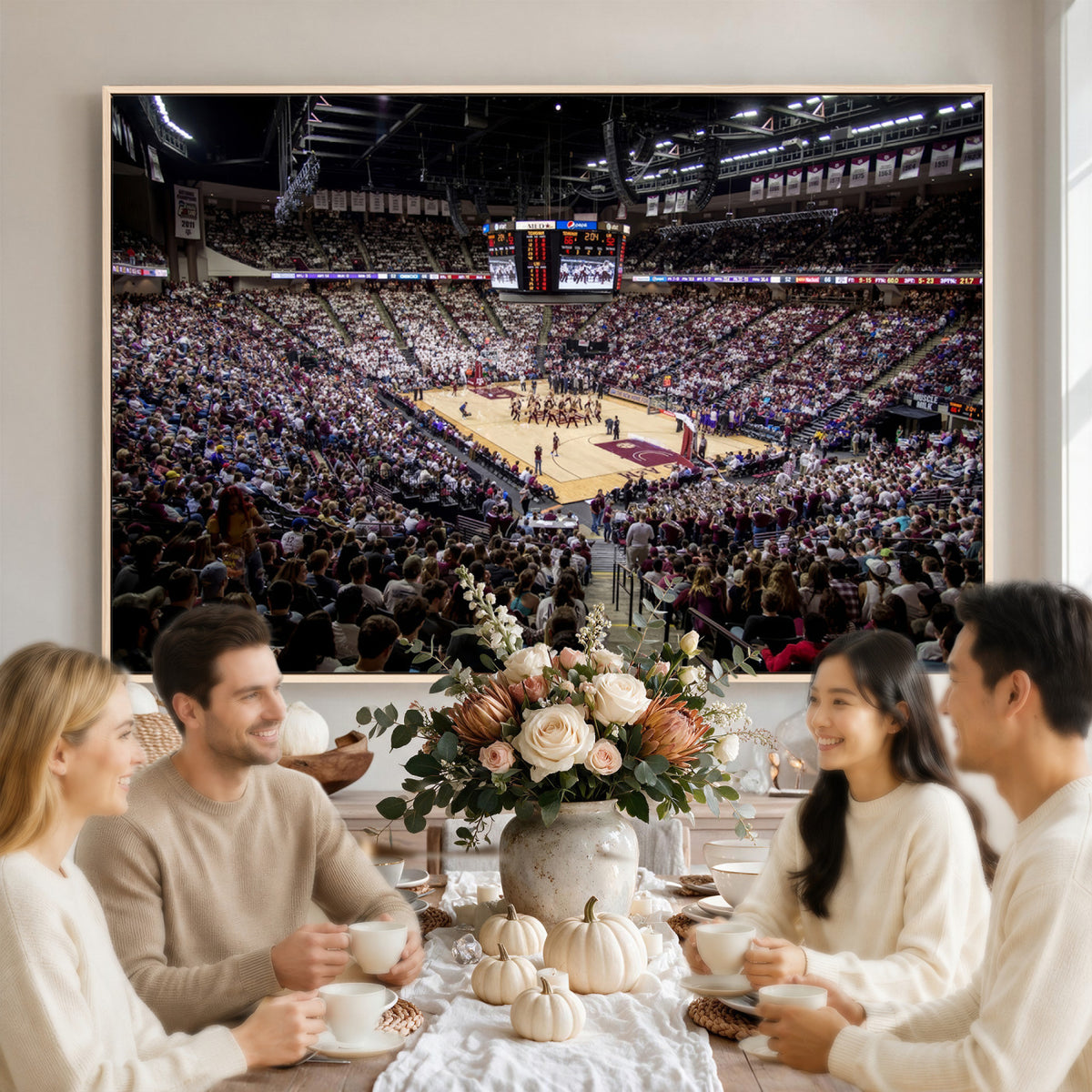 76876-MGV-CV-36X24 - University of Nebraska Cornhuskers Basketball Team Print - Lincoln Red Arena Wall Art Canvas Print