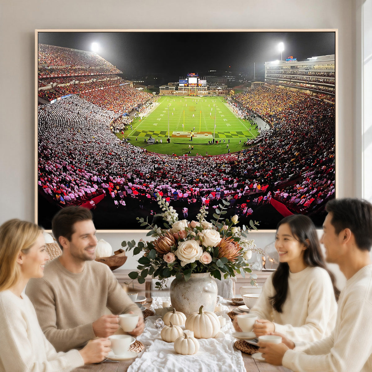 12091-PAN-FL-20X10 - University of Maryland Terrapins Football Team Print - College Park SECU Stadium Wall Art Canvas