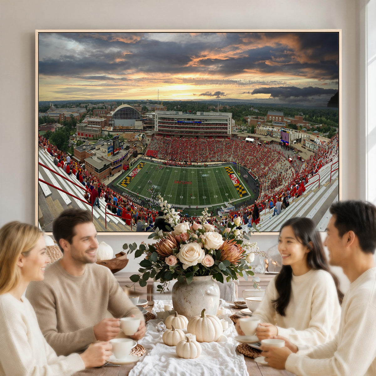 29993-PAN-FL-20X10 - University of Maryland Terrapins Football Team Print - College Park SECU Stadium Wall Art Canvas
