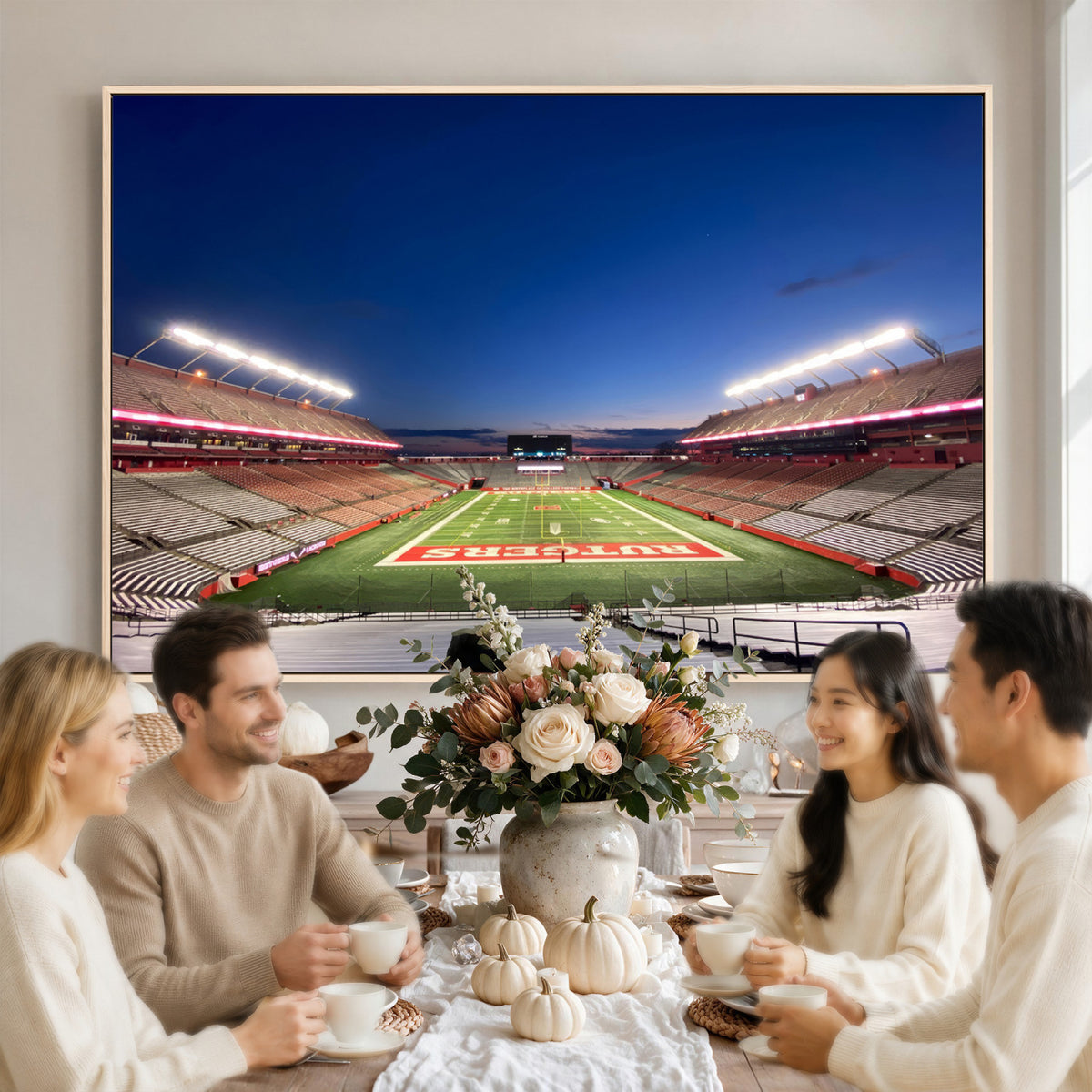 15051-MGV-CV-36X24 - Rutgers Scarlet Knights Football Team Print, Piscataway SHI Stadium