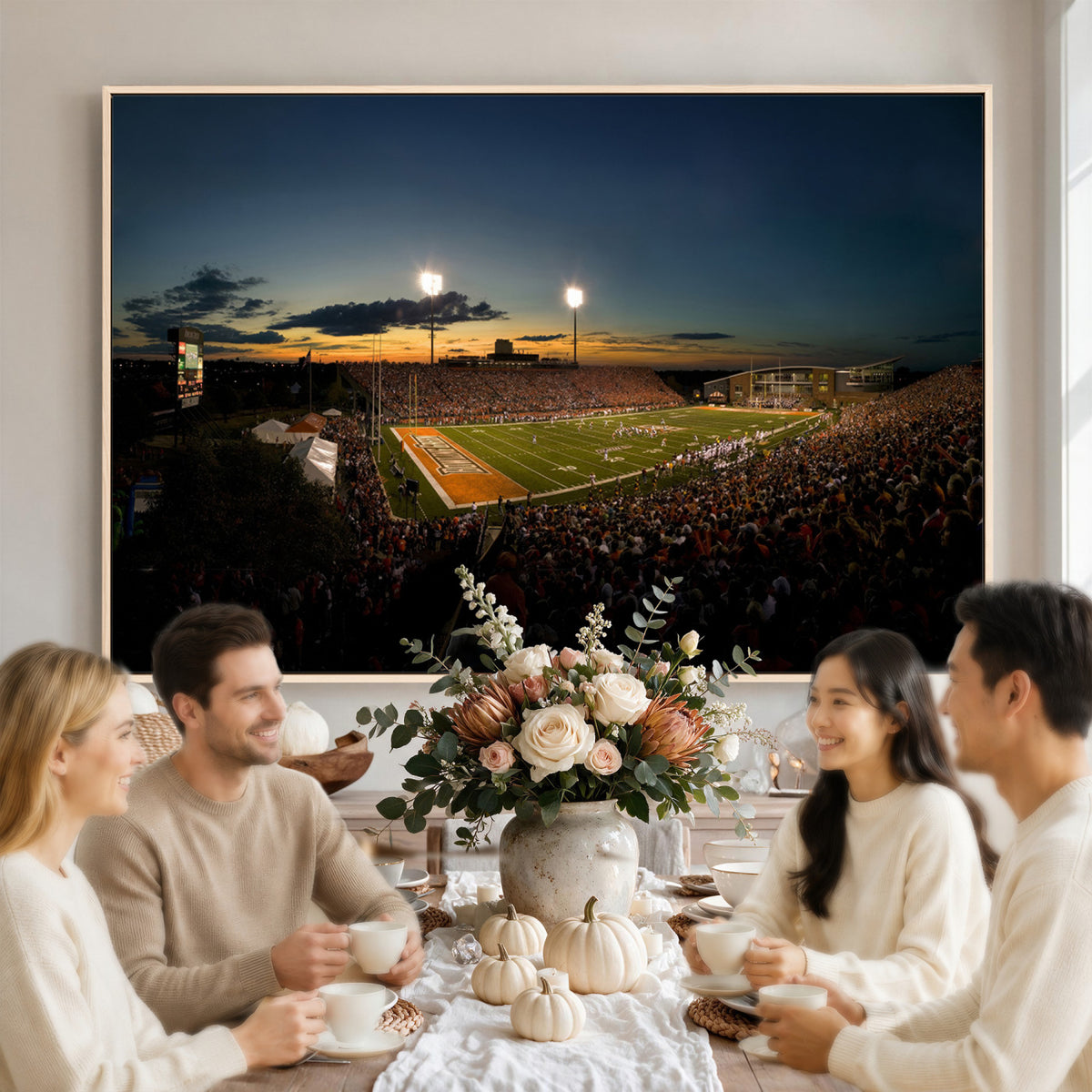 15980-PAN-FL-20X10 - Ball State Cardinals Football Team Print - Muncie Scheumann Stadium Wall Art Canvas Print