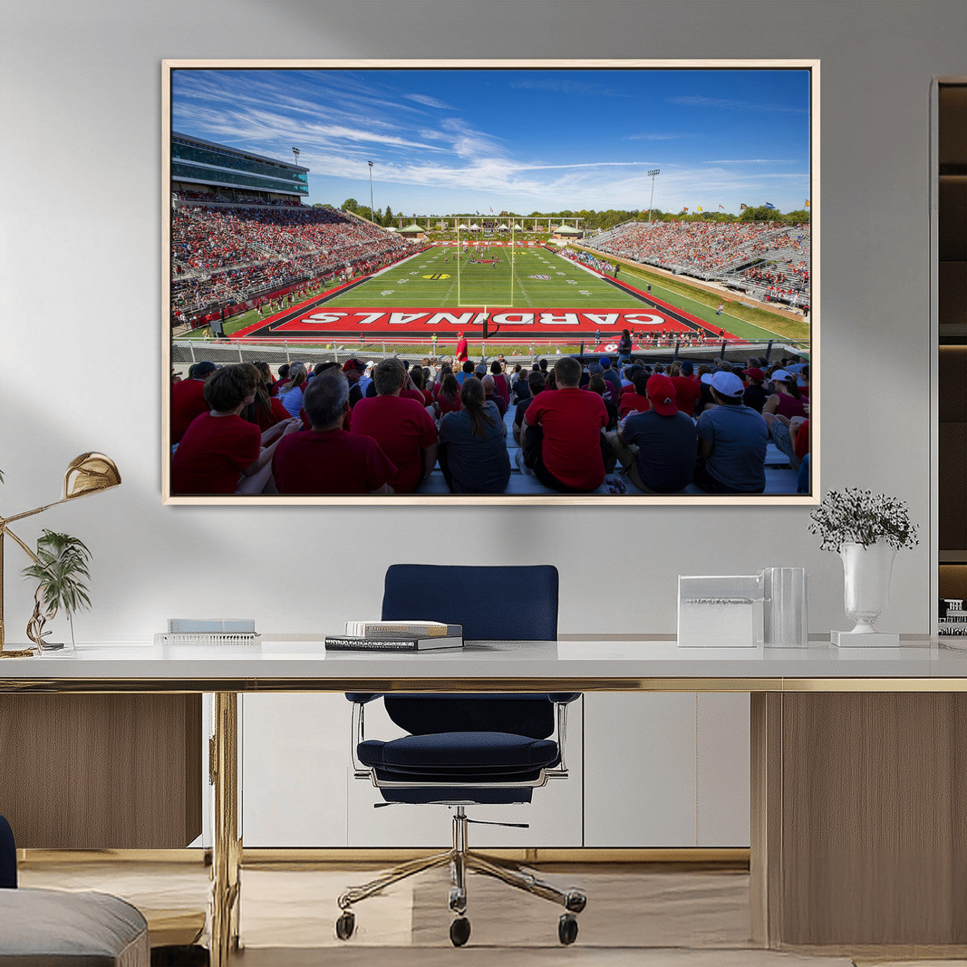 MGV-FC-36X24 - Ball State Cardinals Football Team Print - Muncie Scheumann Stadium Wall Art Canvas Print