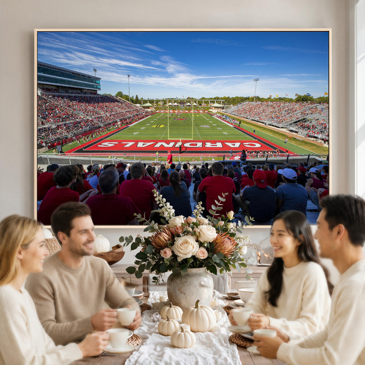 71475-PAN-FL-20X10 - Ball State Cardinals Football Team Print - Muncie Scheumann Stadium Wall Art Canvas Print
