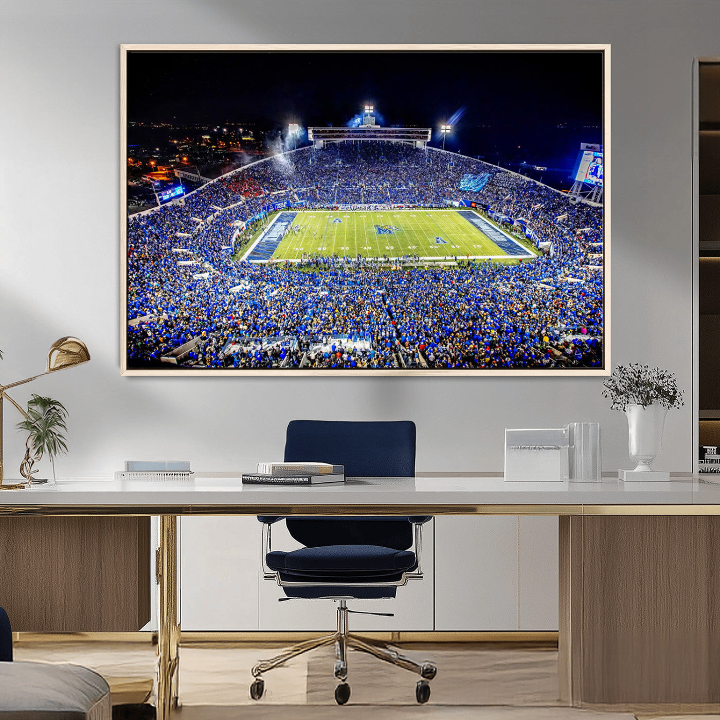 MGV-FC-36X24 - University of Memphis Tigers Football Team Print - Memphis Simmons Bank Liberty Stadium Wall Art