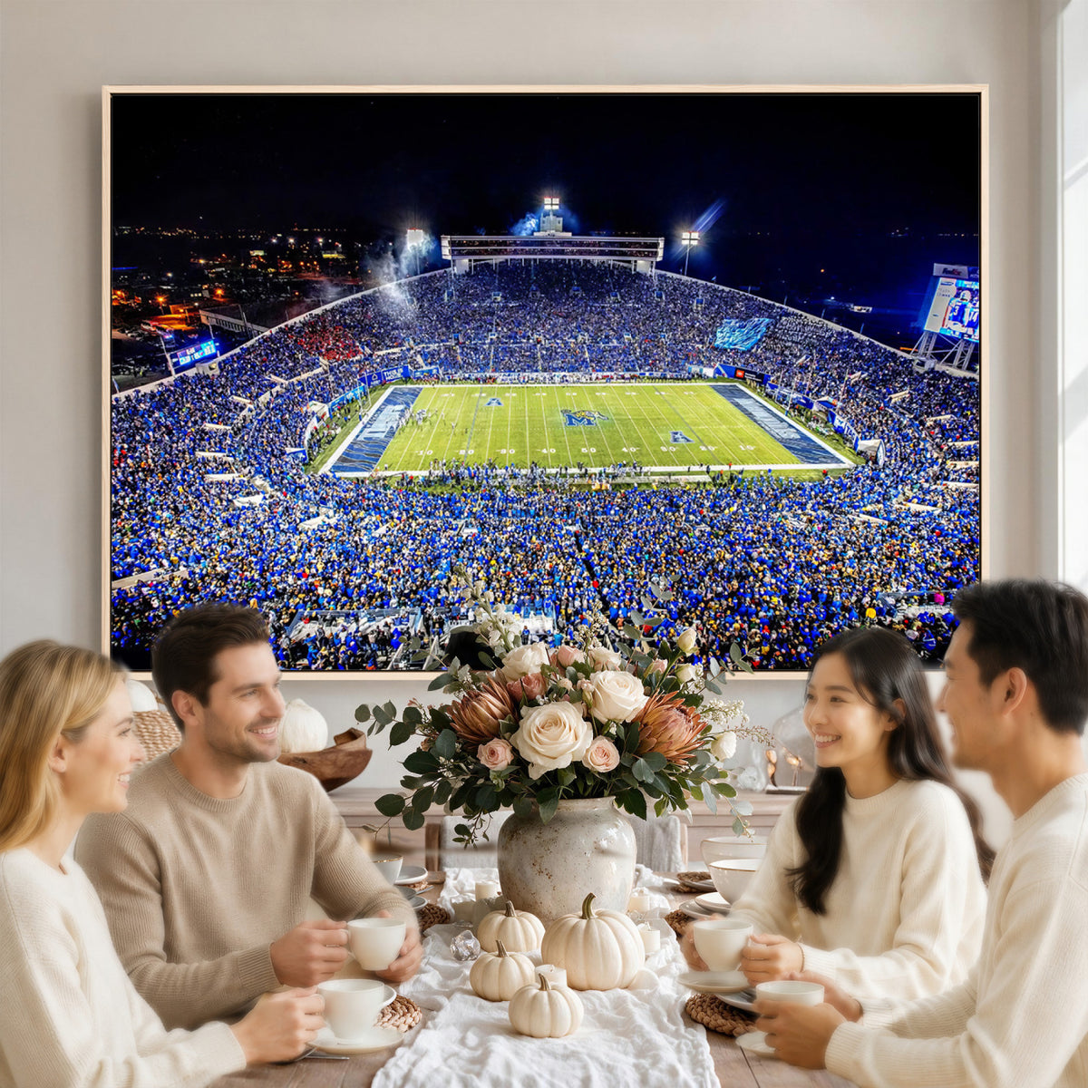 11665-PAN-FL-20X10 - University of Memphis Tigers Football Team Print - Memphis Simmons Bank Liberty Stadium Wall Art