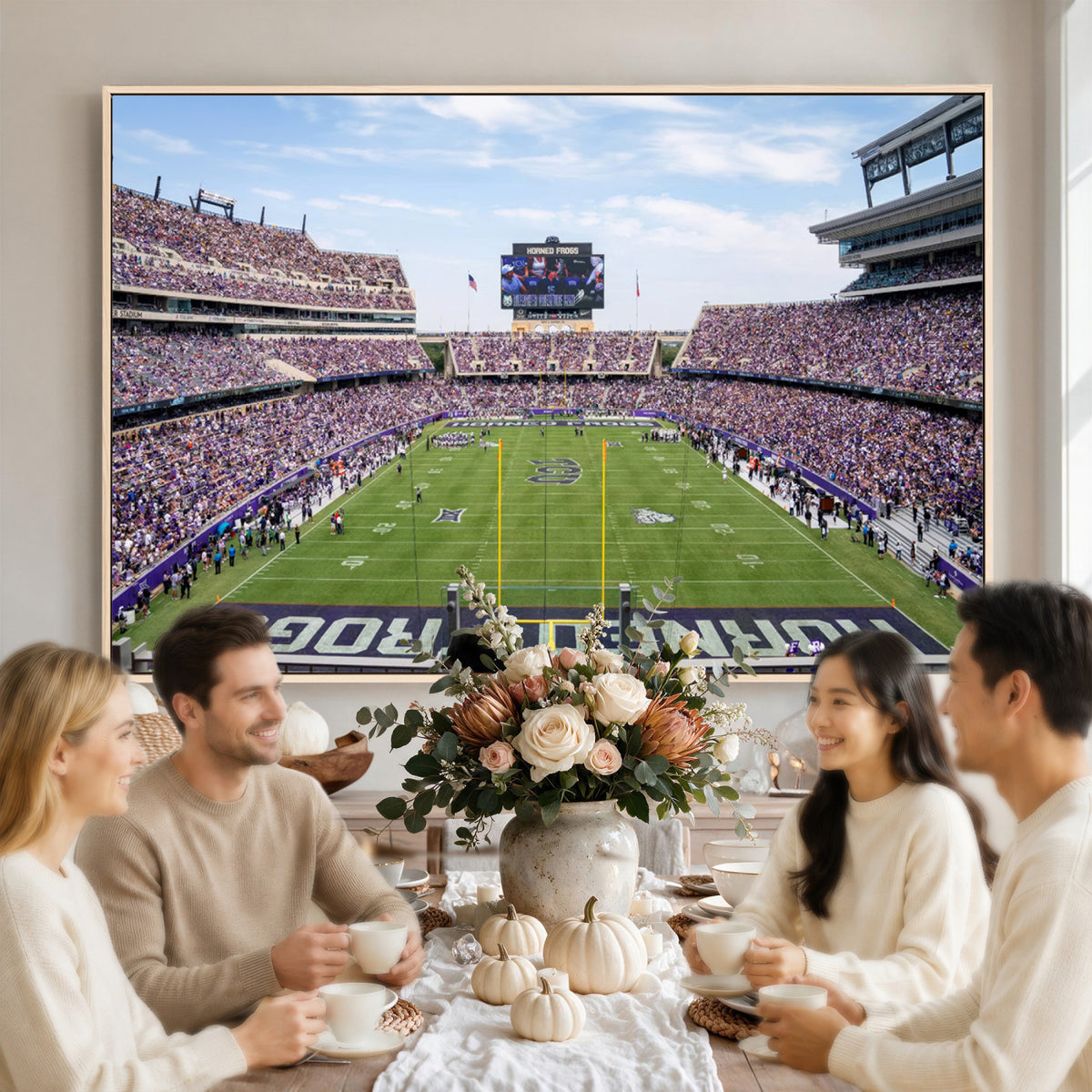 27650-PAN-FL-20X10 - TCU Horned Frogs Football Team Print - Fort Worth Amon G. Carter Stadium Wall Art Canvas Print