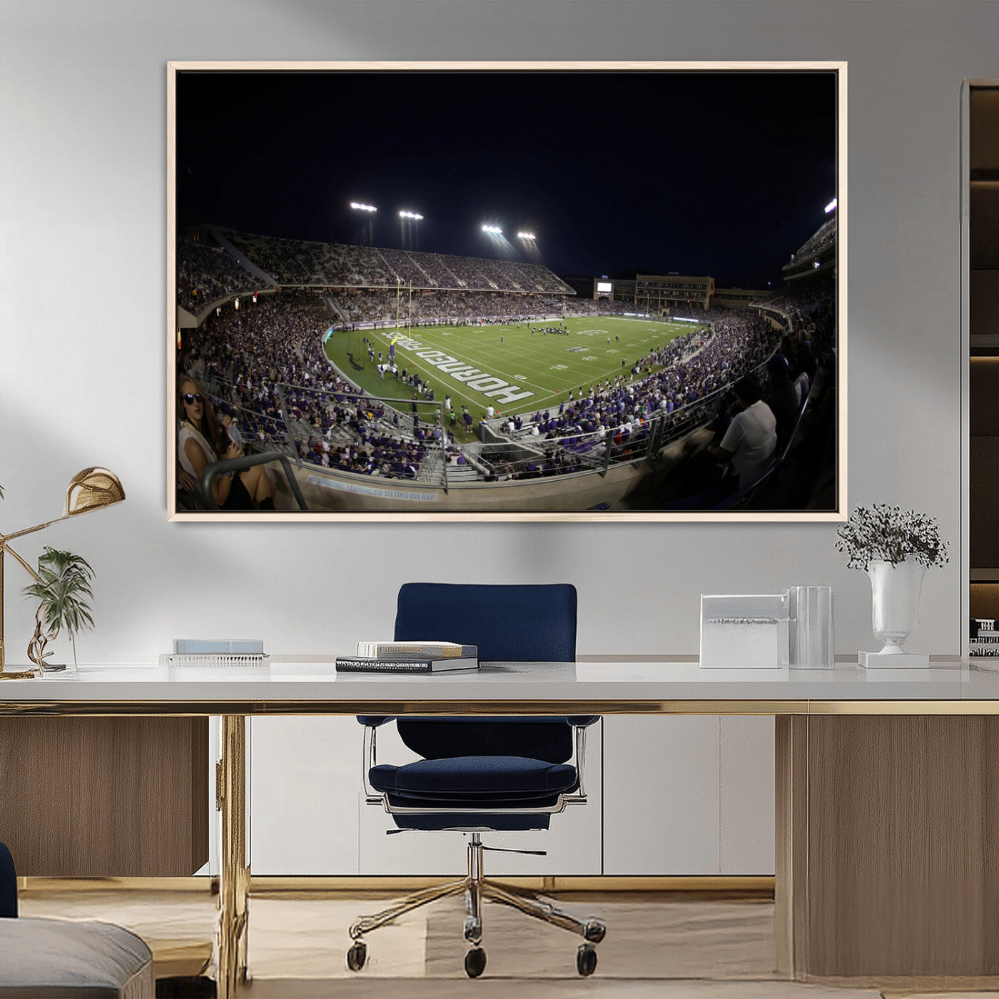 MGV-FC-36X24 - TCU Horned Frogs Football Team Print - Fort Worth Amon G. Carter Stadium Wall Art Canvas Print.