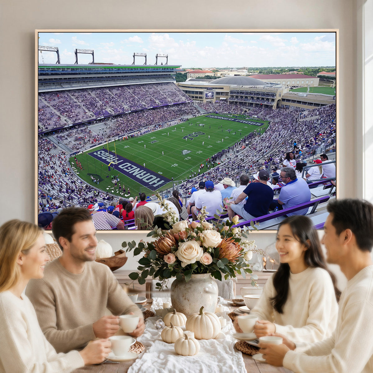 95139-MGV-CV-36X24 - The Texas Christian University TCU Horned Frogs Football Team Print, Fort Worth