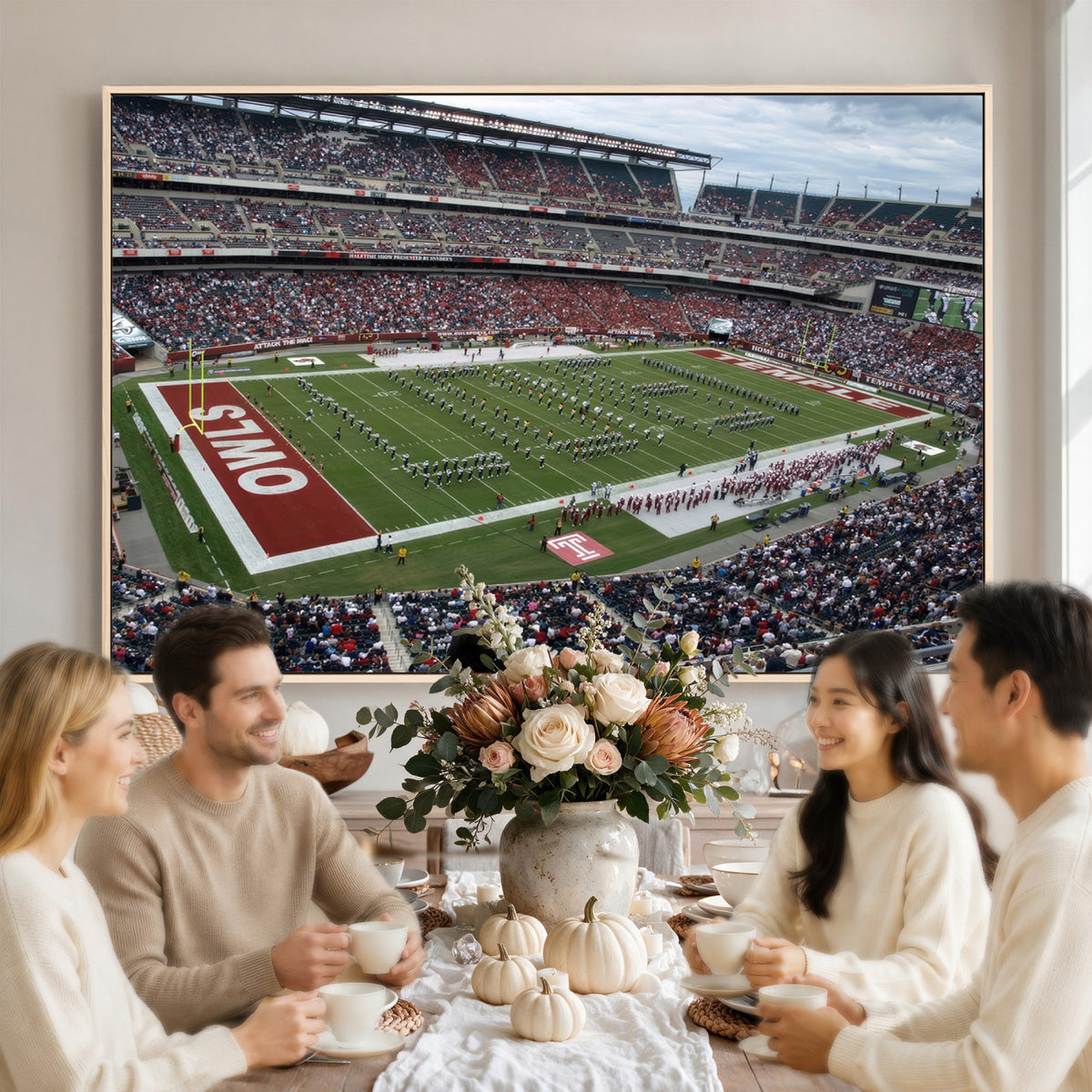 15310-PAN-FL-20X10 - The Temple University Owls Athletics Team Print - Philadelphia Lincoln Financial Field Stadium Wall