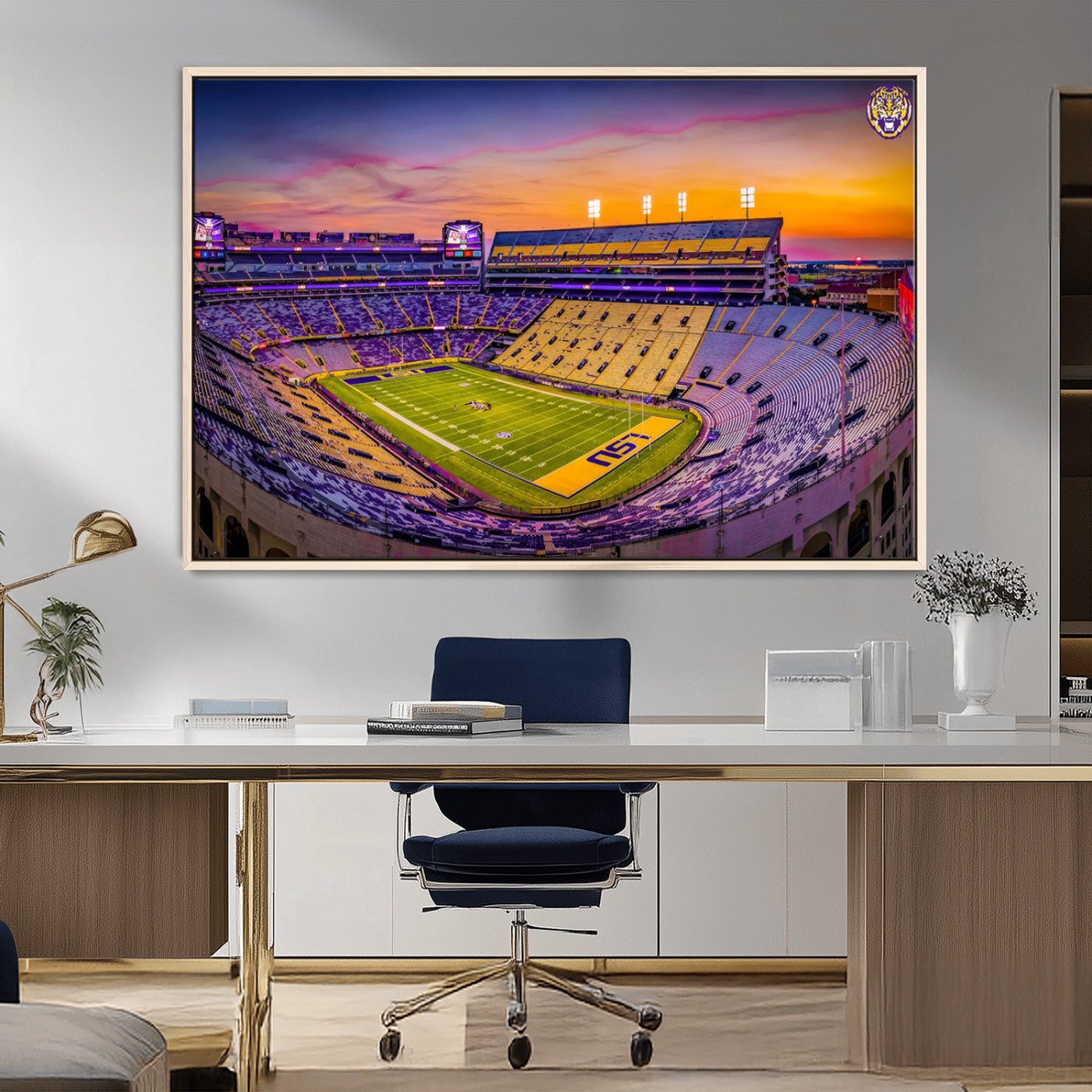 93538-MGV-FC-36X24_Natural-The Louisiana State University Tigers Football Team Print - Baton Rouge Tiger Stadium Wall Art
