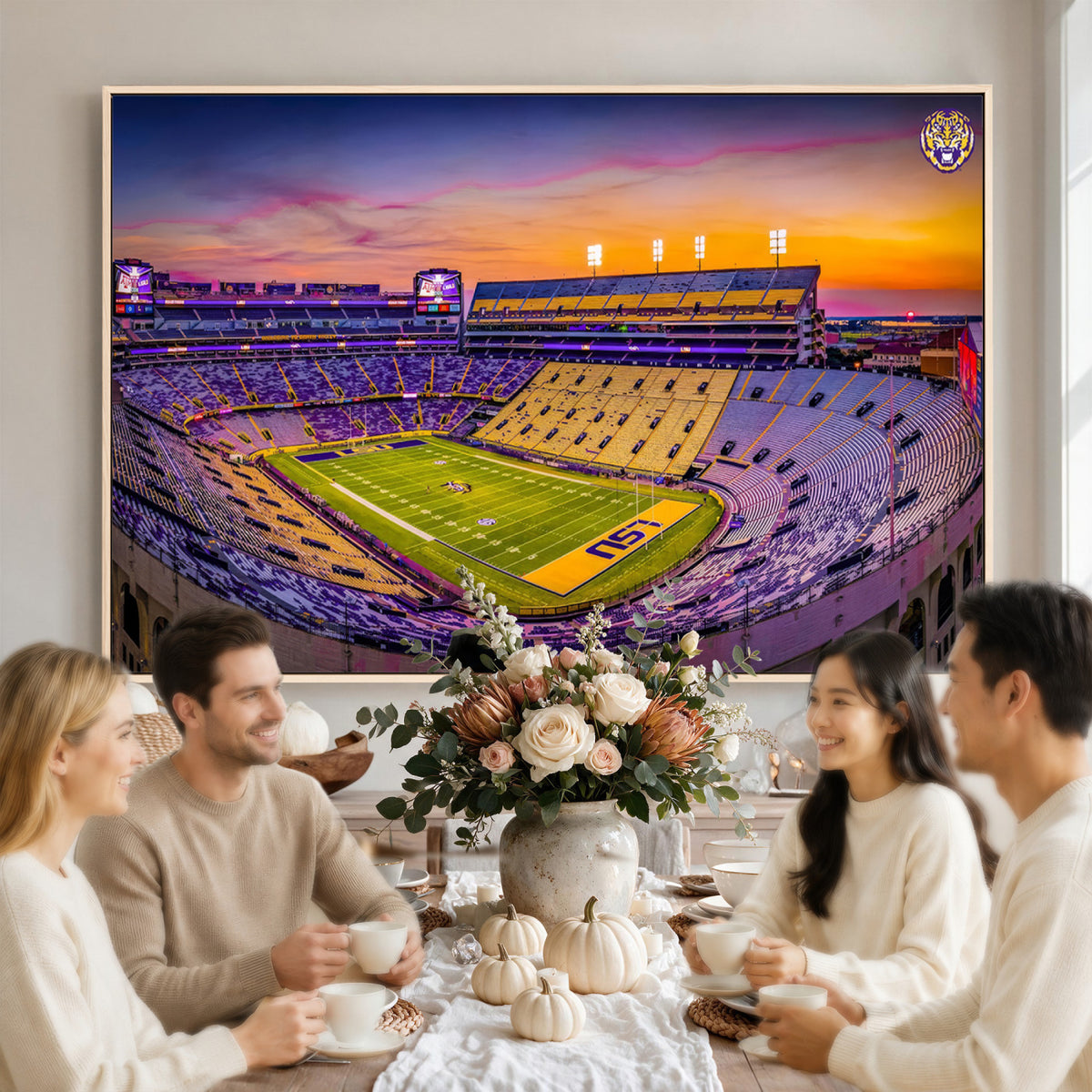 93538-MGV-CV-36X24 - The Louisiana State University Tigers Football Team Print, Framed and Ready to Hang Stadium Print