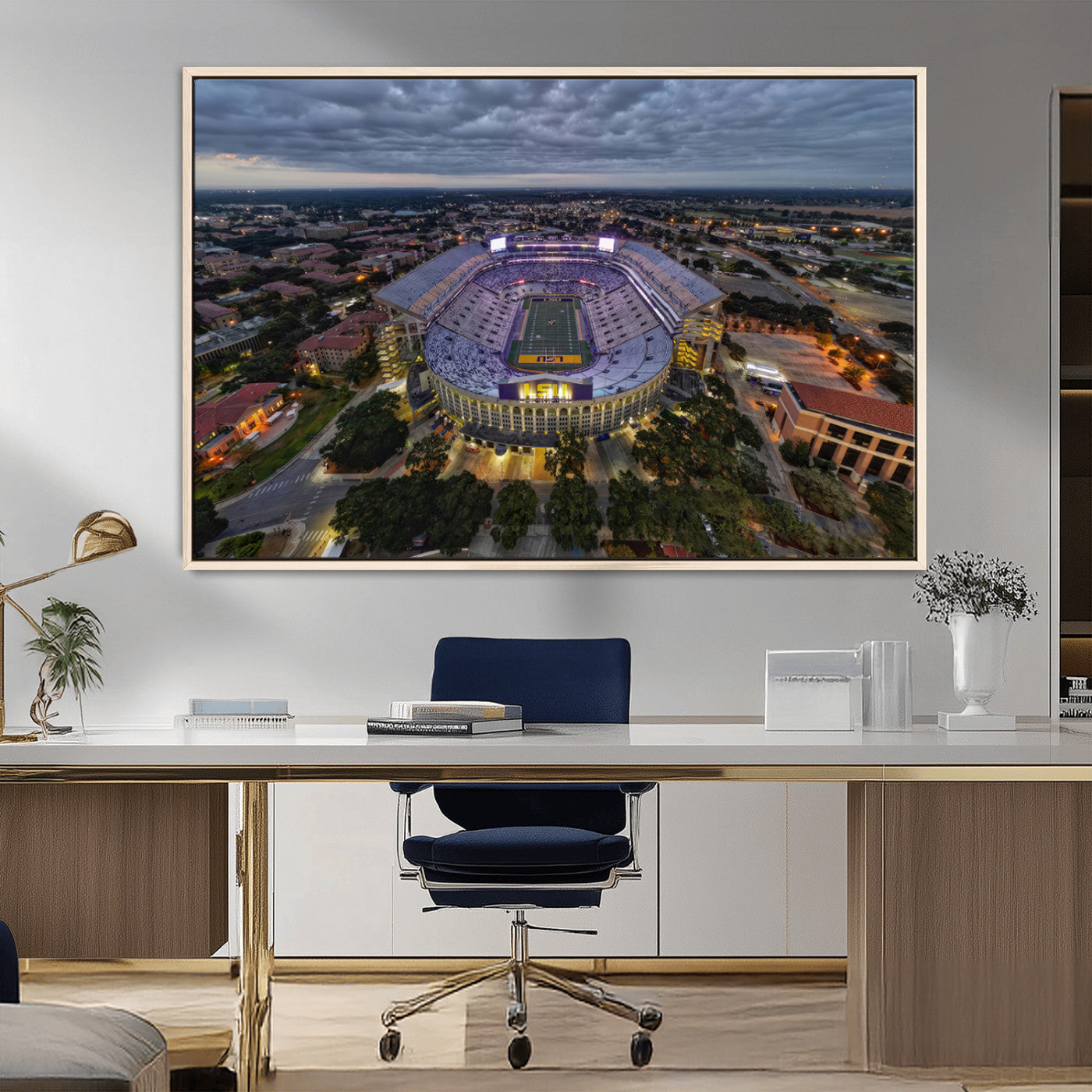 MGV-FC-36X24 - The Louisiana State University Tigers Football Team Print - Baton Rouge Tiger Stadium Wall Art