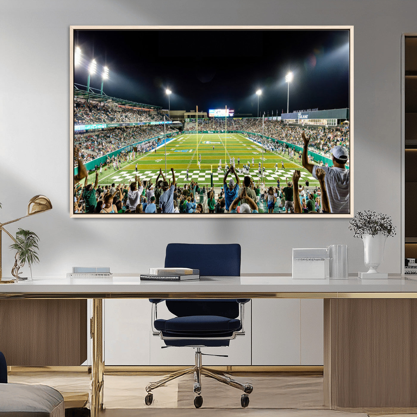 MGV-FC-36X24 - The Tulane University Green Wave Football Team Print - New Orleans Yulman Stadium Wall Art Canvas
