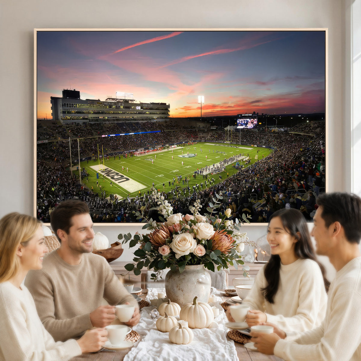 64416-MGV-CV-36X24 - The University of Connecticut UCONN Huskies Football Team Print, Framed and Ready to Hang