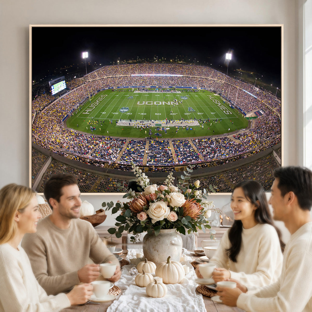 52855-MGV-CV-36X24 - The University of Connecticut UCONN Huskies Football Team Print, East Hartford