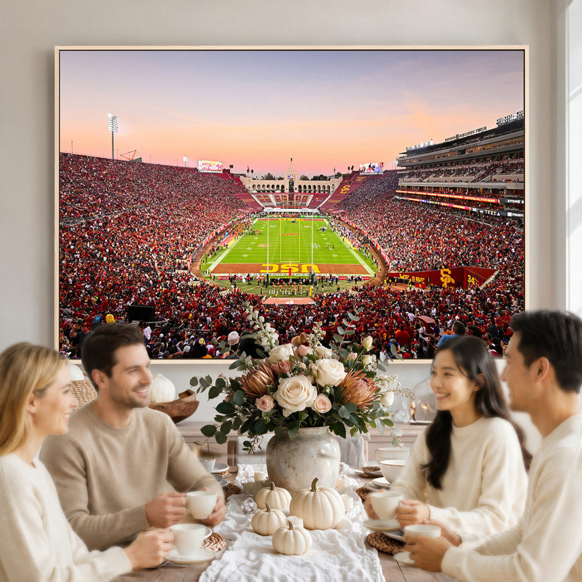 39904-MGV-CV-36X24 - The University of Southern California USC Trojans Football Team Print, Home Bar Wall Decor