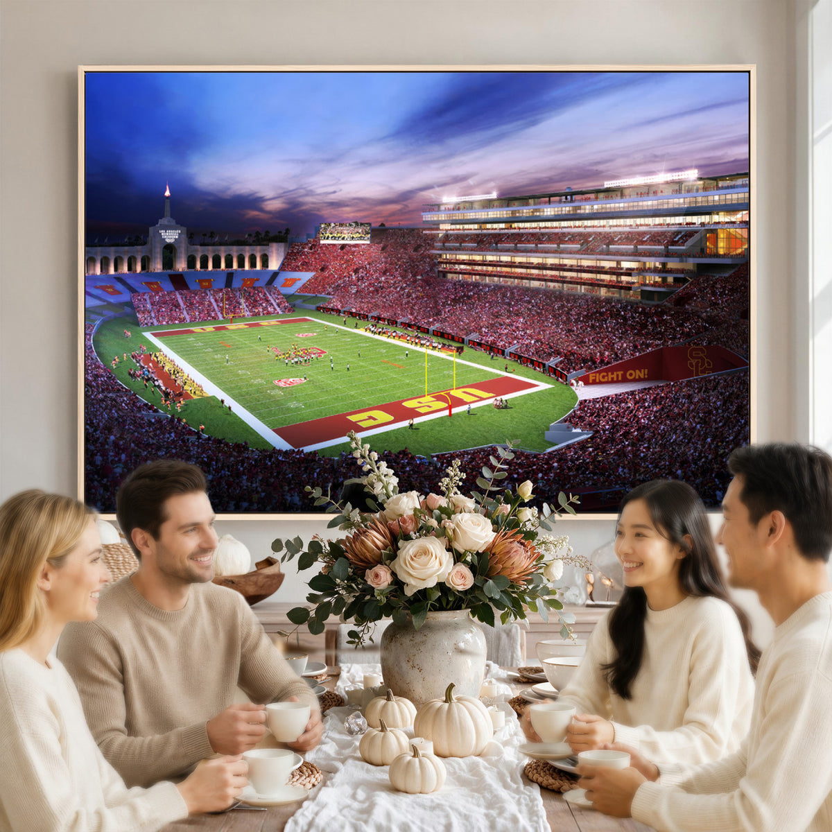 71879-MGV-CV-36X24 - The University of Southern California USC Trojans Football Team Print, Framed and Ready to Hang