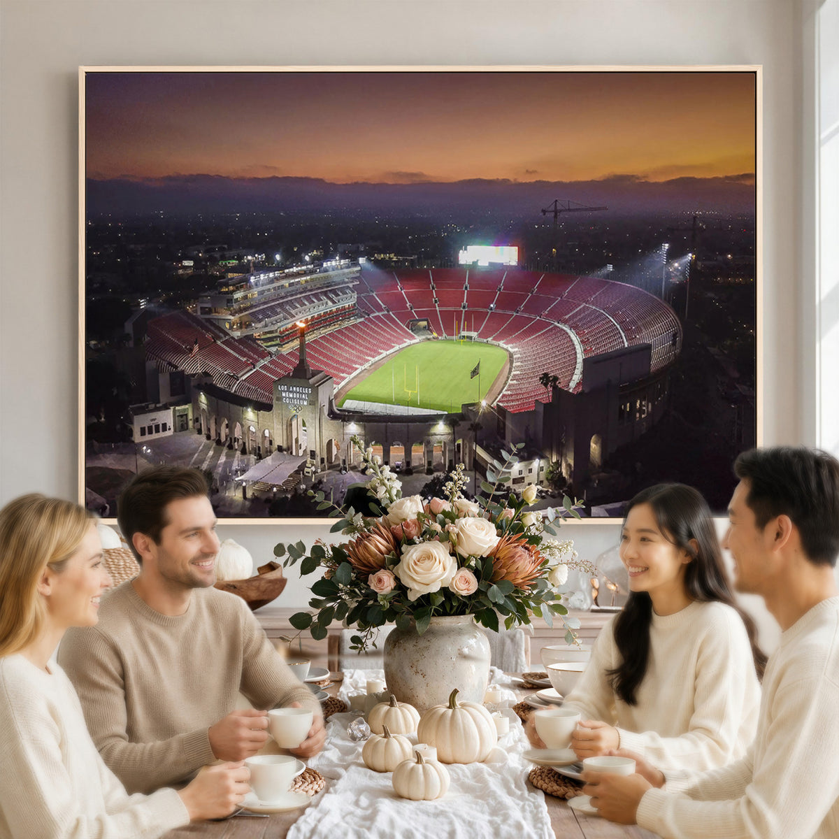 50666-MGV-CV-36X24 - The University of Southern California USC Trojans Football Team Print, Los Angeles Memorial Coliseum