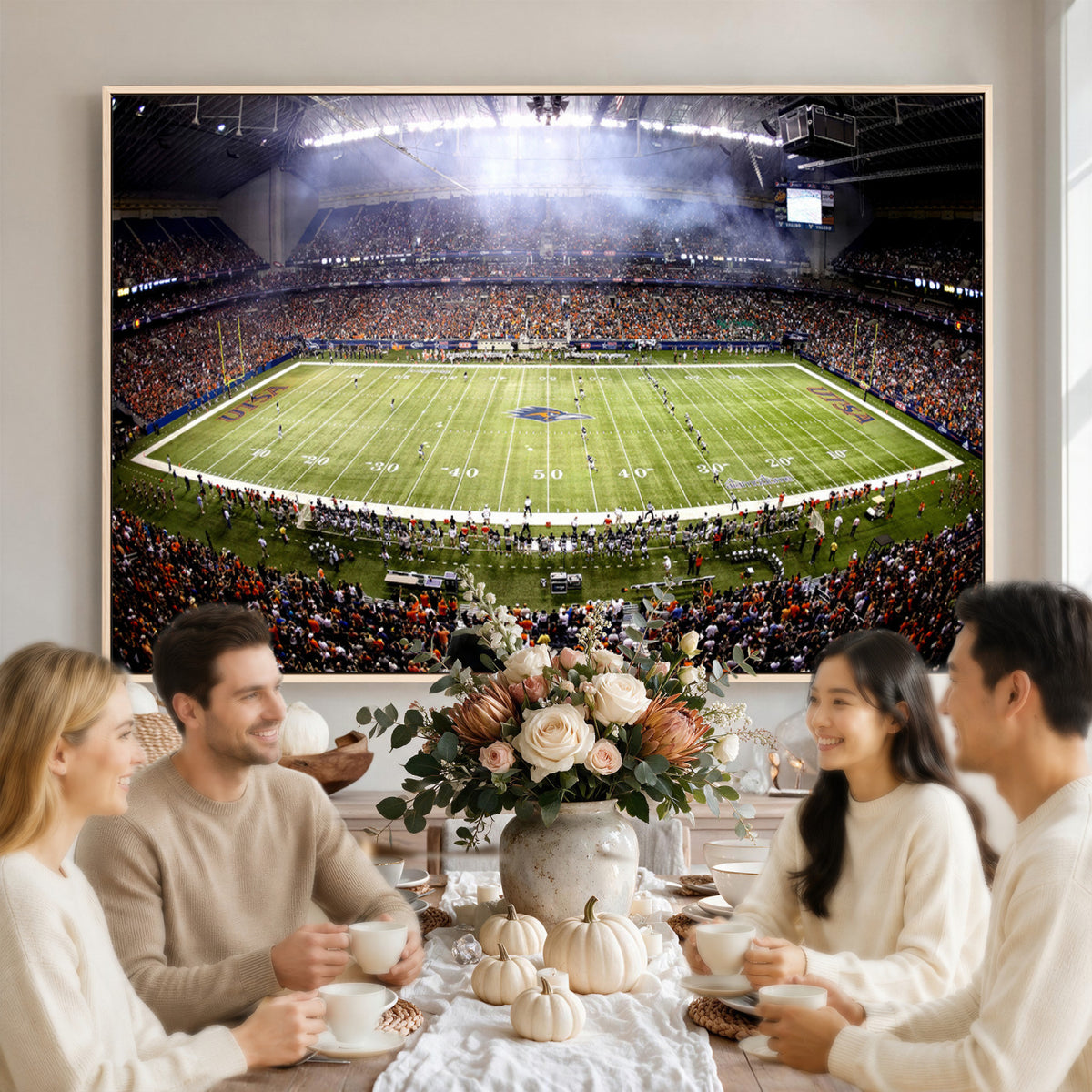 46972-MGV-CV-36X24 - The University of Texas at San Antonio Roadrunners Football Team Print, Framed and Ready to Hang