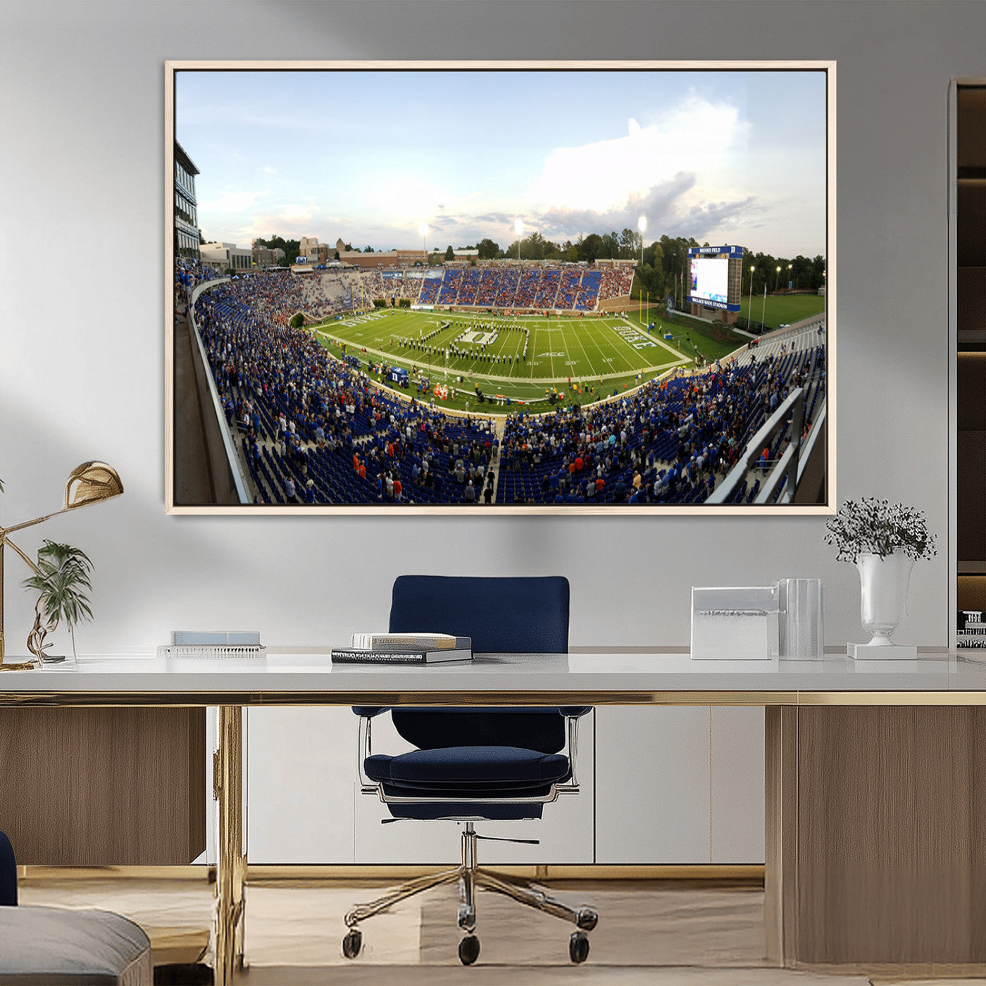 MGV-FC-36X24 - The Duke University Blue Devils Football Team Print - Durham Wallace Wade Stadium Wall Art Canvas
