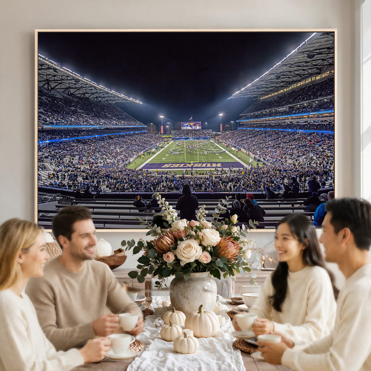 85780-MGV-CV-36X24 - The University of Washington Huskies Football Team Print, Extra Large Game Room Wall Decor