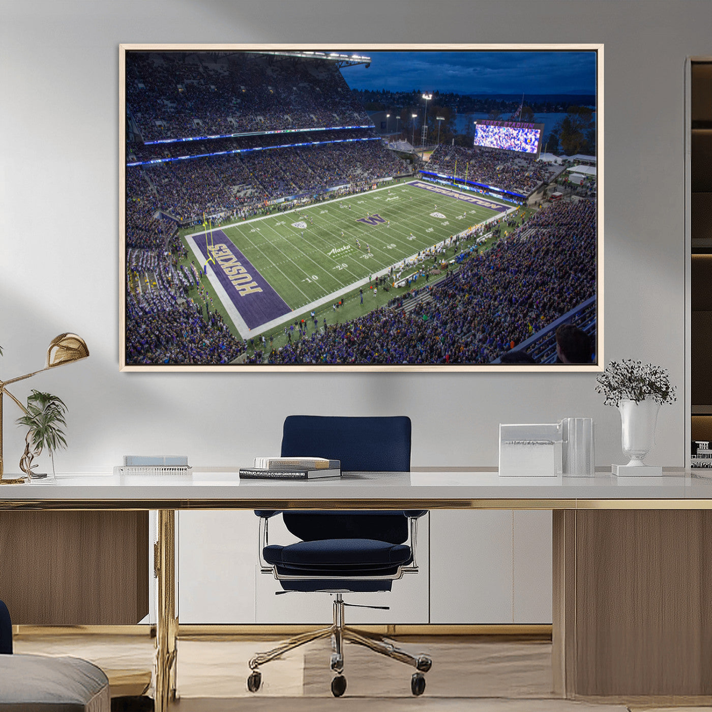 MGV-FC-36X24 - The University of Washington Huskies Football Team Print - Seattle Husky Stadium Wall Art Canvas