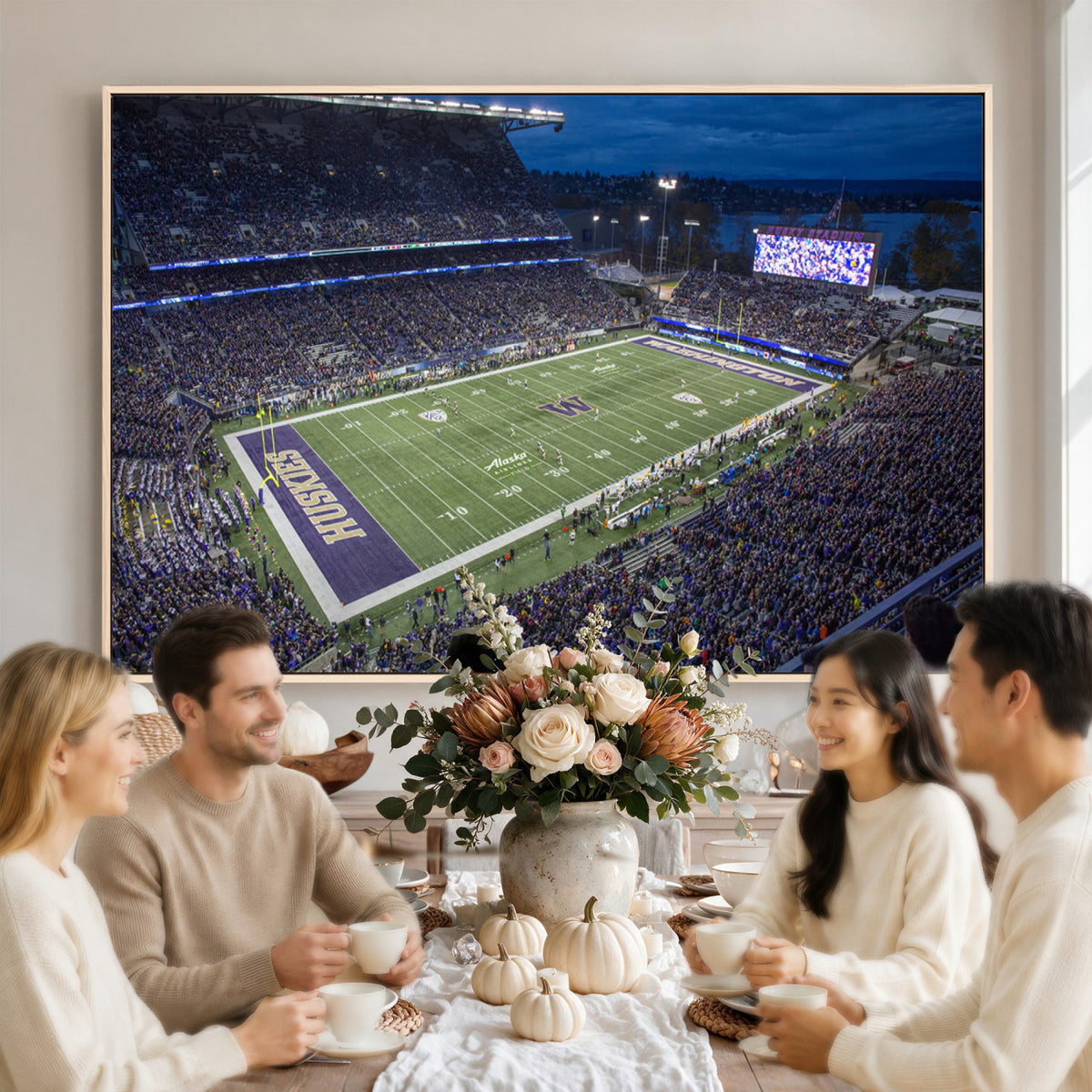 84780-MGV-CV-36X24 - The University of Washington Huskies Football Team Print, Framed and Ready to Hang
