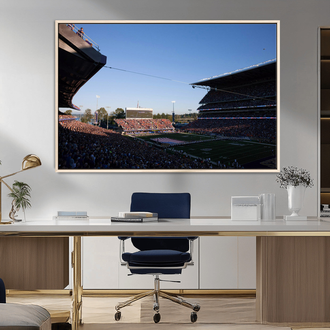 MGV-FC-36X24 - The University of Washington Huskies Football Team Print - Seattle Husky Stadium Wall Art Canvas