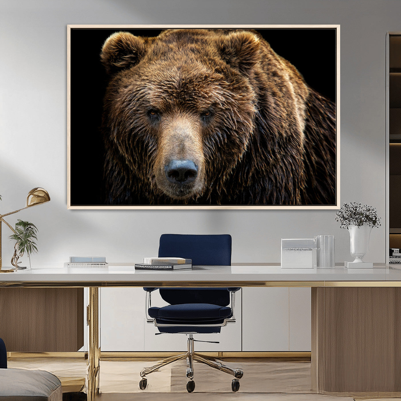 MGV-FC-36X24 - Grizzly Brown Bear Canvas Wall Art, Wildlife Animal Canvas Artwork Bear Print, Bear Wall Art Print,