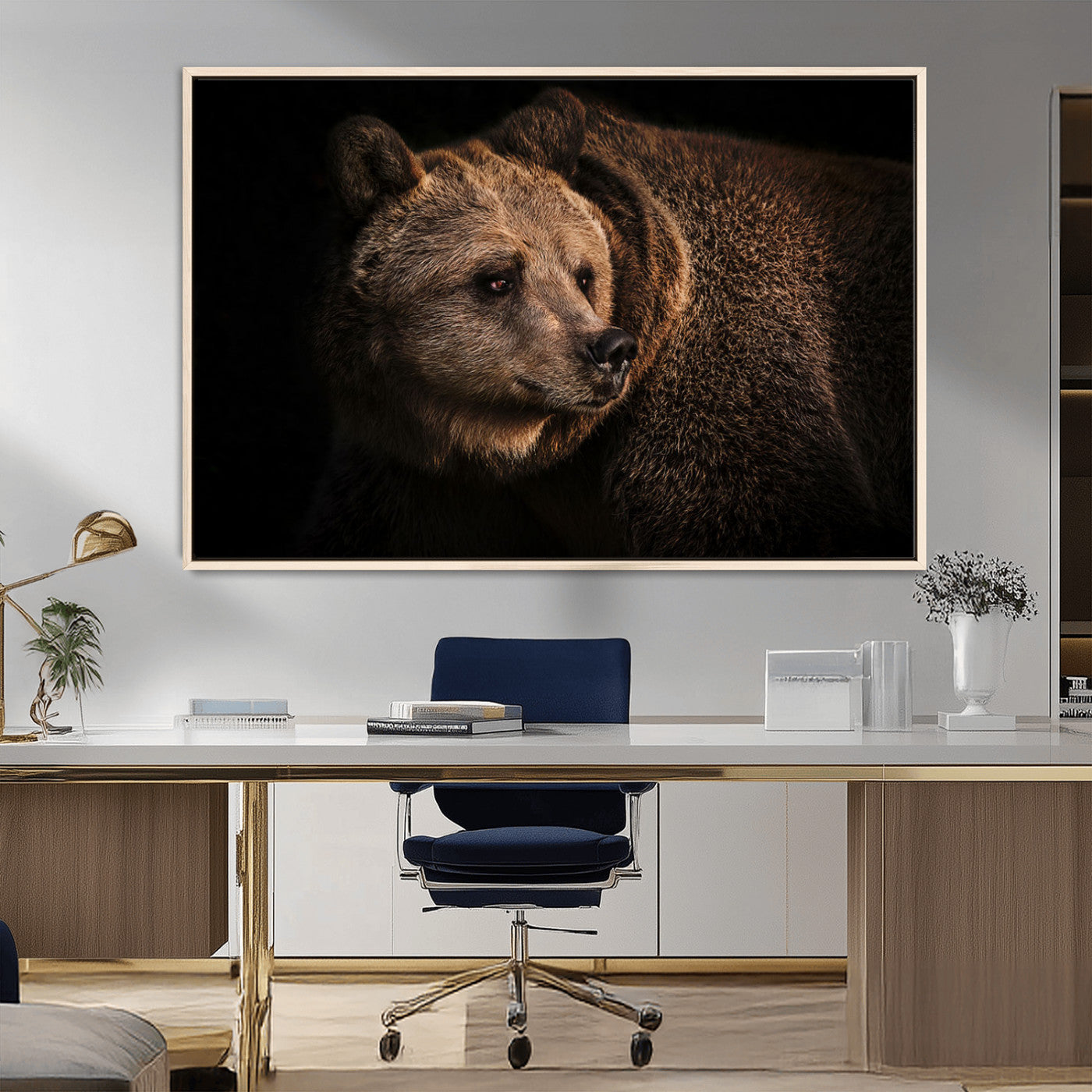 MGV-FC-36X24 - Wild Grizzly 399 Bear Canvas Wall Art Print, Bear Animal Canvas Artwork Print, Black Bear Wall Art