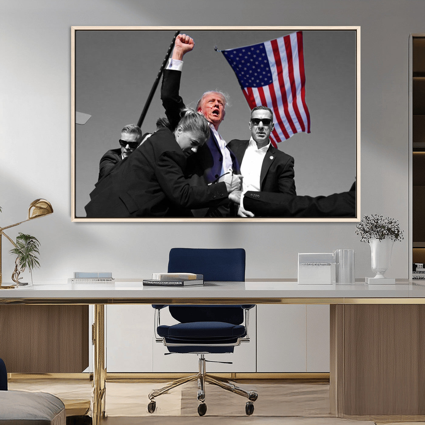 MGV-FC-36X24 - Donald Trump Assassination Attempt Wall Art Print, Trump Historic Footage - Iconic Reaction by Trump