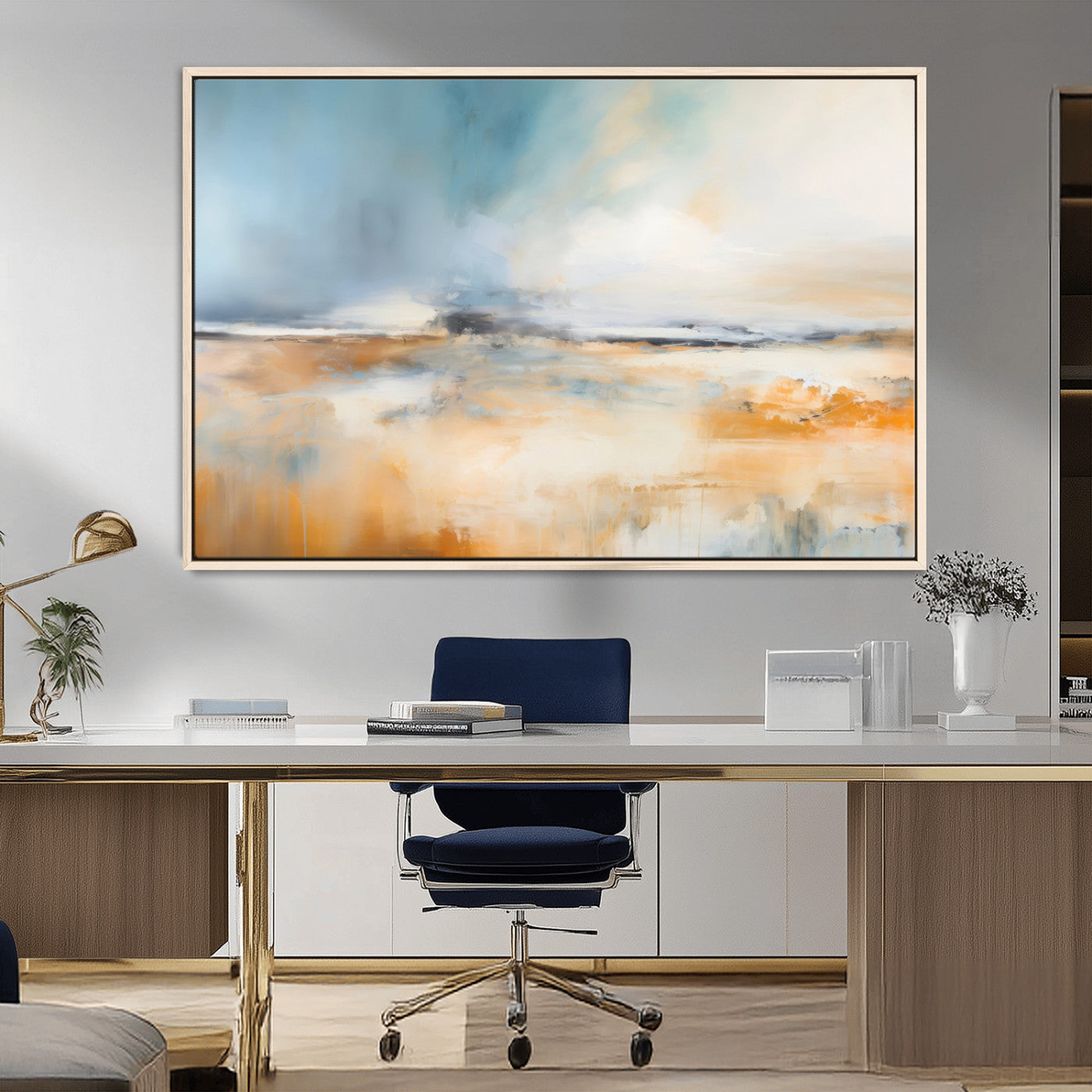 guzelmis-sharpen-MGV-FC-36X24_Natural-Abstract Landscape Wall Art Canvas Print - Warm Tones of Orange and Blue, Modern Framed Art for Home